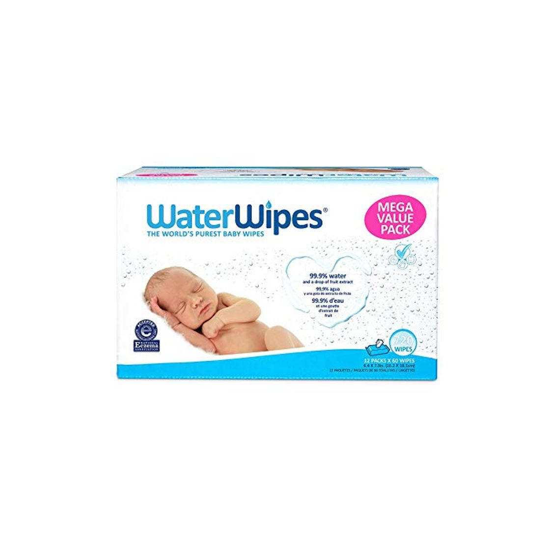 Productos WaterWipes Mega Value Box Baby Wipes, 12 packs of 60 Count