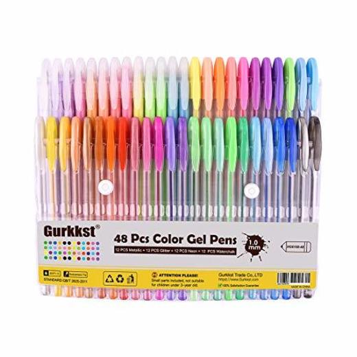 Gurkkst 48 Set Boligrafos Gel Colores Bolígrafos de Gel para Scrapbooking, Colorear,