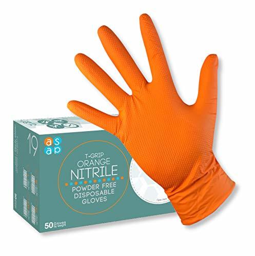 Producto ASAP T-Grip NARANJA Guantes desechables en nitrilo sin polvo, 8.5g de DIAMANTE