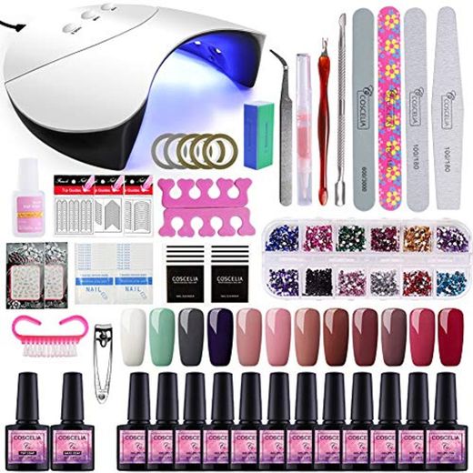 Saint-Acior 36W USB Lámpara Secador de Uñas 12PCS Esmalte Semipermanente Kit Uñas