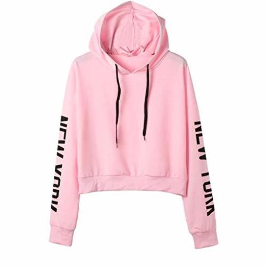 K-youth Mujer Sudaderas Cortas, Letras Mujer Sudaderas con Capucha Manga Larga Sudaderas