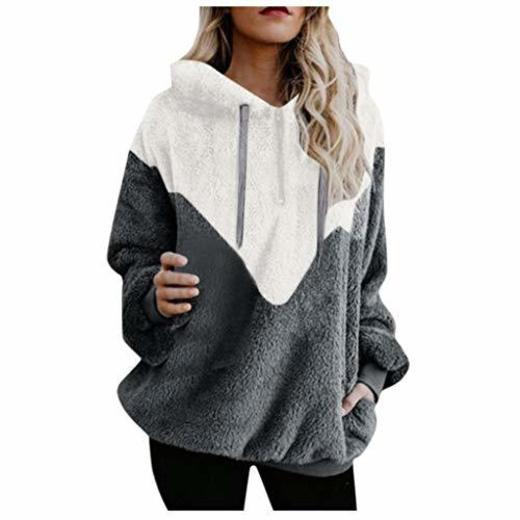 Mujer Sudadera Caliente y Esponjoso Tops Chaqueta Suéter Abrigo Jersey Mujer Otoño-Invierno