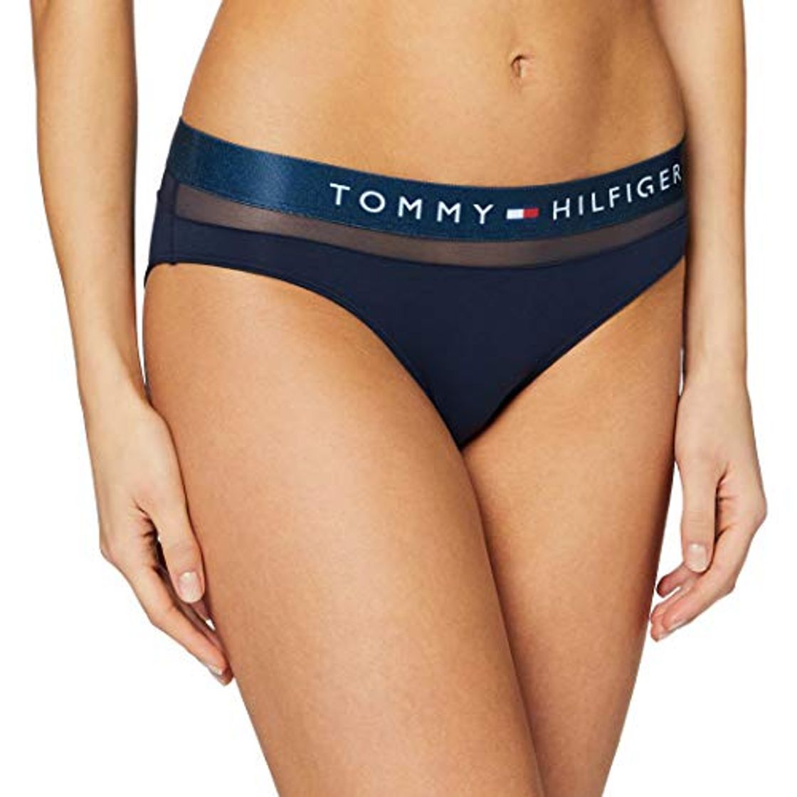 Products Tommy Hilfiger Bikini con Inserción de Malla Braguitas con Cintura Elástica, Azul