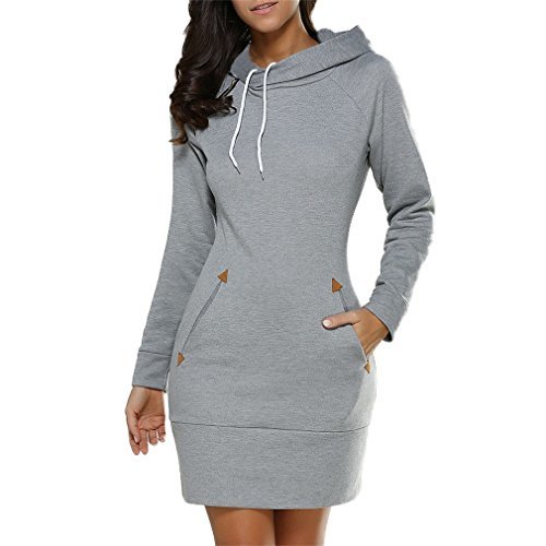 Social Honghu Mujer Casual Manga Larga Cuello Redondo Hals con Capucha Sudadera para