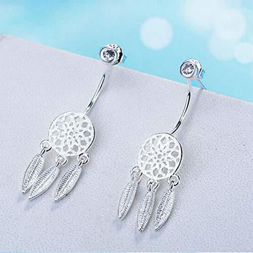 Places HUGJOU 925 Pendientes De Plata Esterlina Zircon Dream Catcher Moda Pendientes De