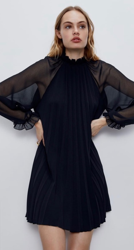 Social Vestido preto plissado