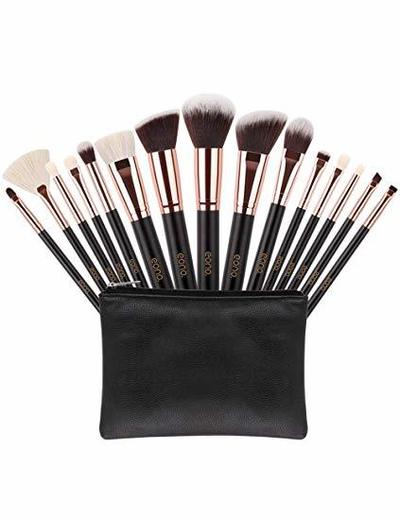 Kit de Brochas Maquillaje 15 Piezas Docolor Cerdas de Fibra Sintética Suave