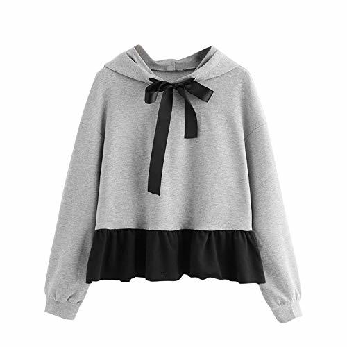 Productos Belasdla Mujeres Hoodie Volantes Arco Encaje Sudadera Jumper Encapuchado PulóVer Camisa Ropa