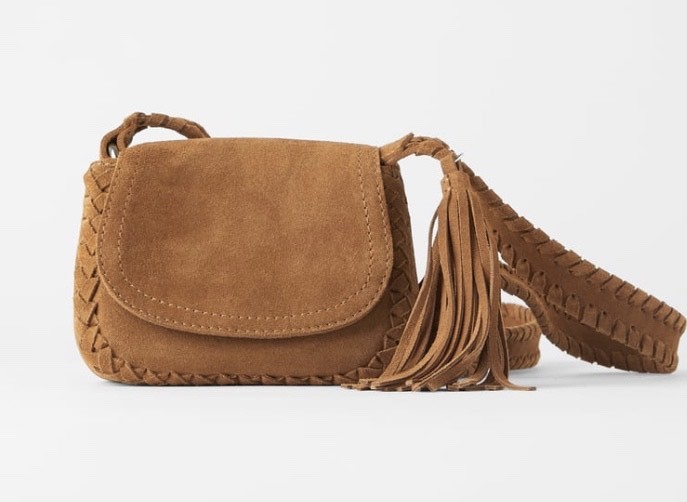 Mini Mala a tiracolo de pele de cor couro-Zara 