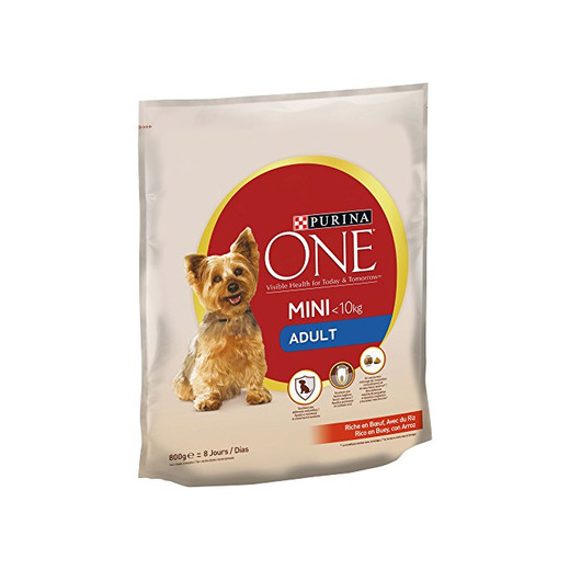 PURINA ONE Mini Pienso para Perro Adulto Buey y Arroz 8 x