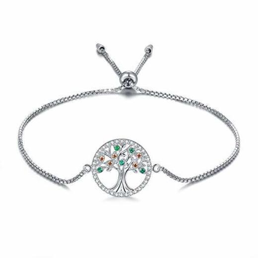 MEGA CREATIVE JEWELRY Pulseras Árbol de la Vida para Mujer Plata 925