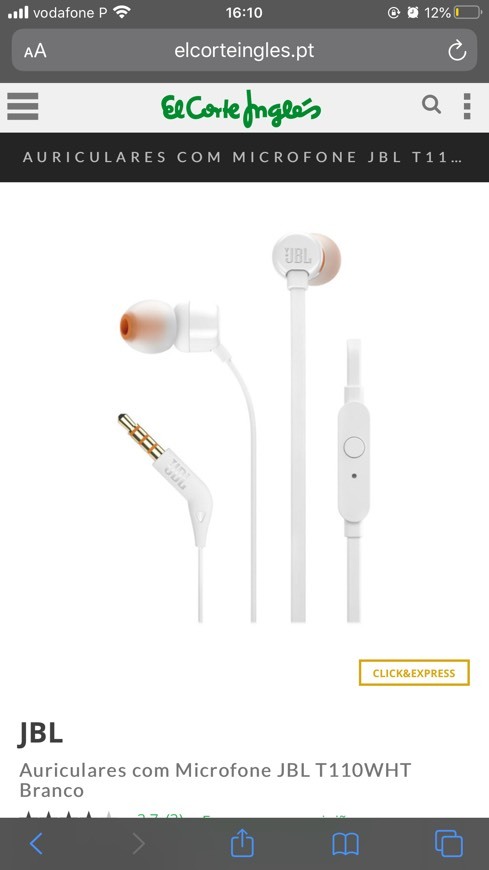 Product Auriculares com Microfone JBL Branco