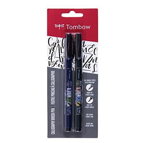 Product Tombow Fudenosuke 2 Bolígrafos rotuladores de caligrafía Suave y Duro Set artístico