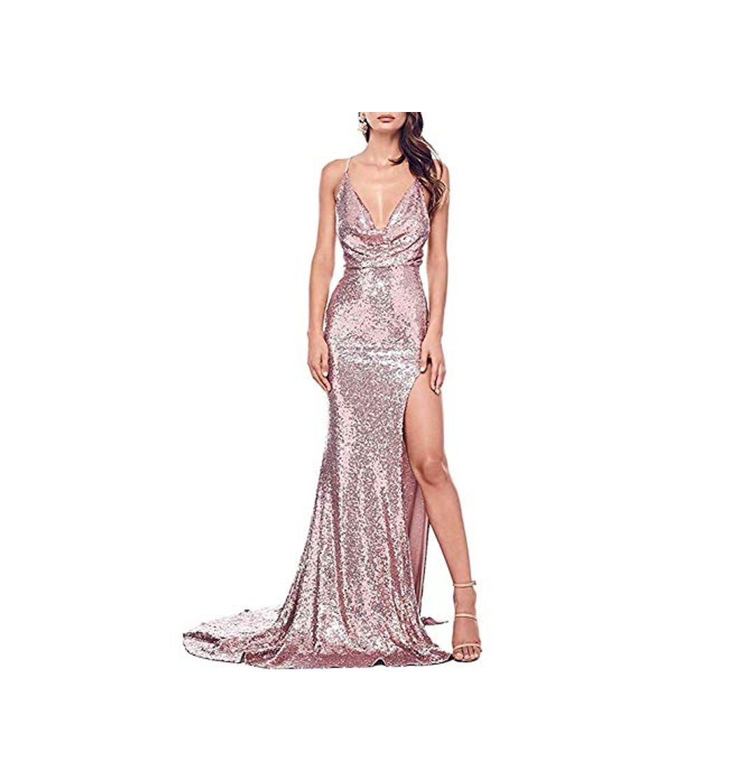 Product Women's Sexy Mermaid Prom Dresses Sequins High Slit Evening Party Gowns