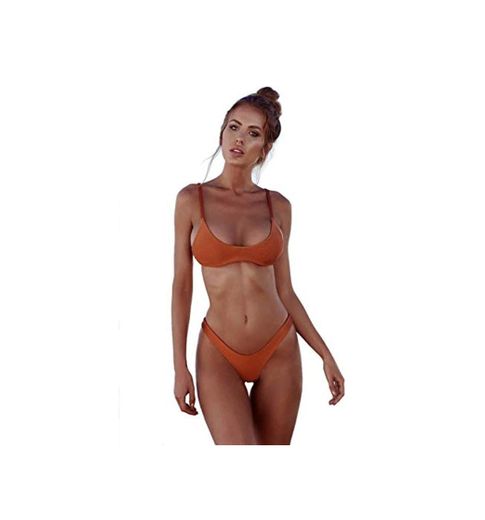 heekpek Bikinis Mujer 2019 Brasileños Bañador Ropa de Baño Push Up Dos Piezas con Relleno Traje de Baño de Tubo Color Liso