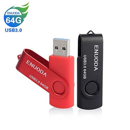 2 Piezas 64GB USB 3.0 ENUODA Pendrive Pivote Memorias Giratoria Plegable Diseño