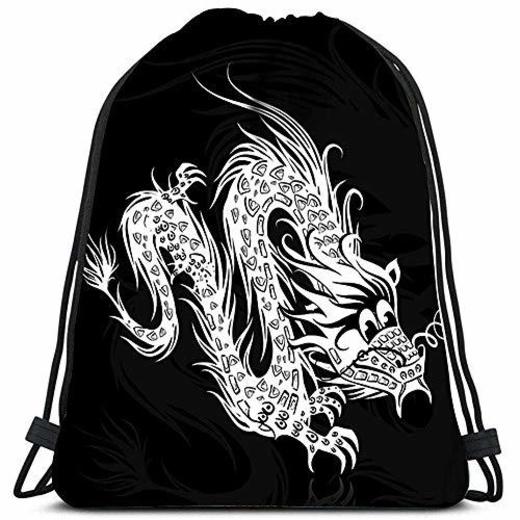 Valender Backpac Avec Cordon de serragek Dragon Chinois Blanc Durable