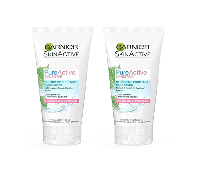 Belleza Garnier SkinActive Pure Active Sensitive - Gel crema purificante sin jabón