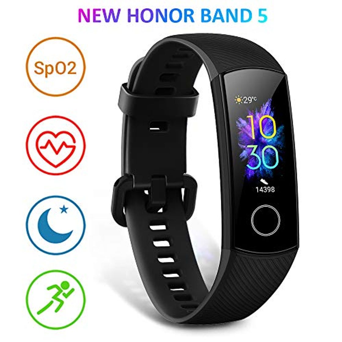 Social HONOR Band 5 smartwatch,Pulsera de Actividad Inteligente Reloj Impermeable IP68 con Pulsómetro,Monitor