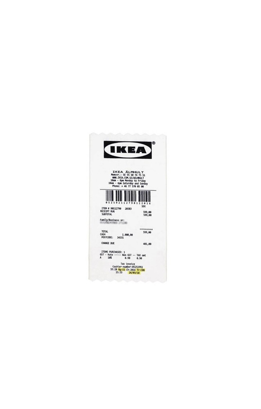 Product Vergil Abloh x Ikea Markerad "RECEIPT" 