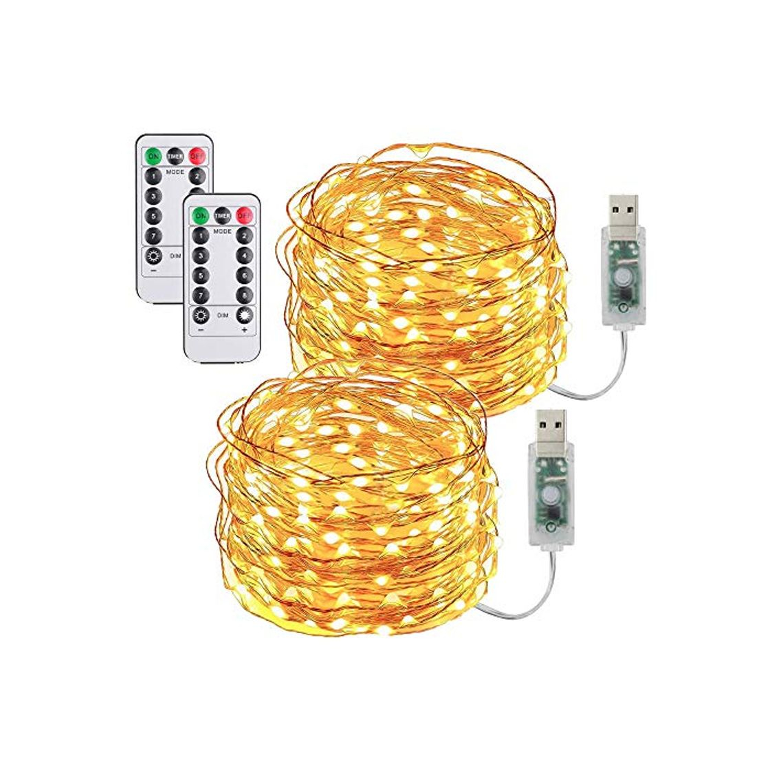 Product [2 Pack] Guirnaldas Luces Con enchufe USB,10m