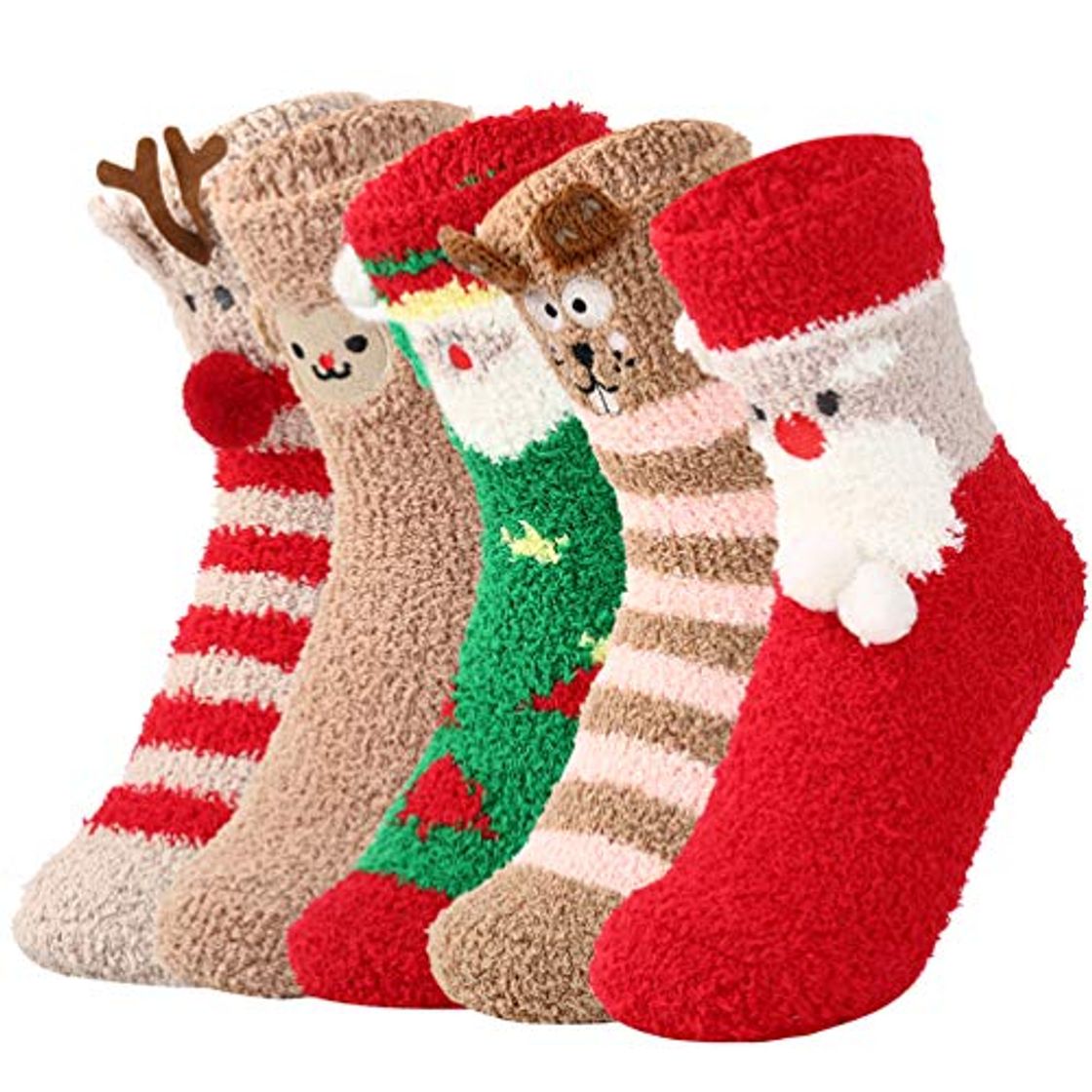 Social VBIGER 5 pares Calcetines de Invierno Calientes Calcetines Lindos de Navidad para