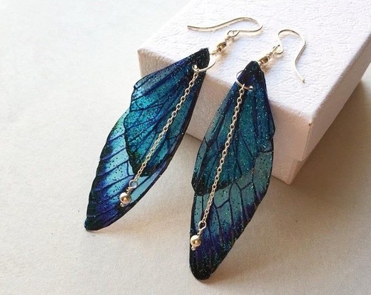 Sugar plum fairy wing silver earrings 