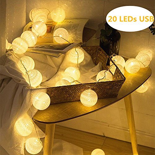 Product ELINKUME® LED Bolas de algodón luces de hadas, 20 LEDs 4M