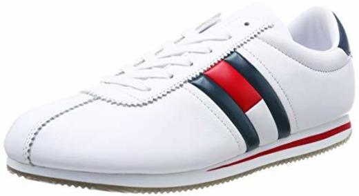 Tommy_Jeans Retro Flag Sneaker, Zapatillas para Hombre, Blanco