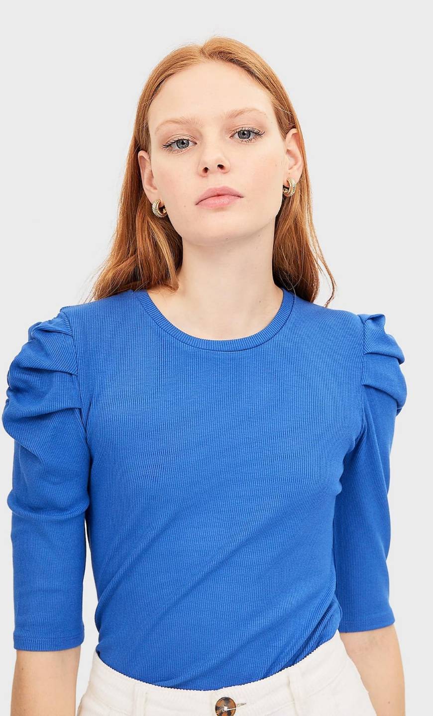 T shirt de manga franzida 