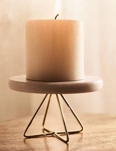 Marble and metal tealight holder