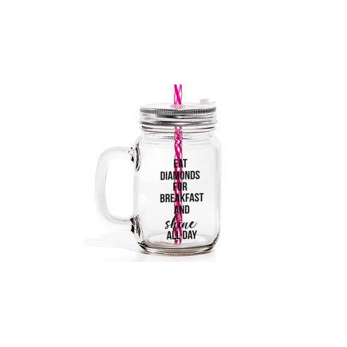 Producto Caneca de vidro com asa e palha personalizada

14