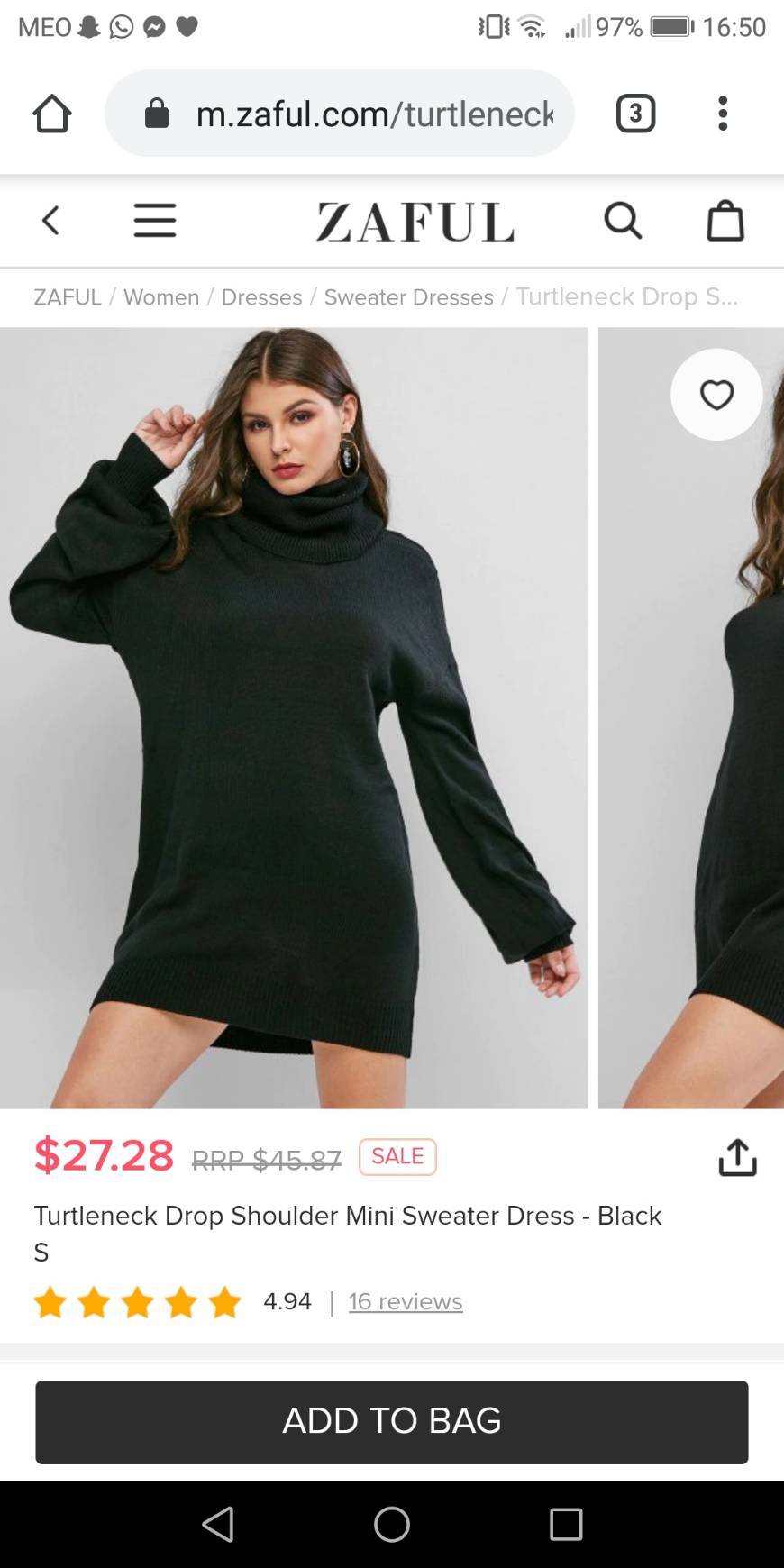 Fashion Mini sweater dress black 