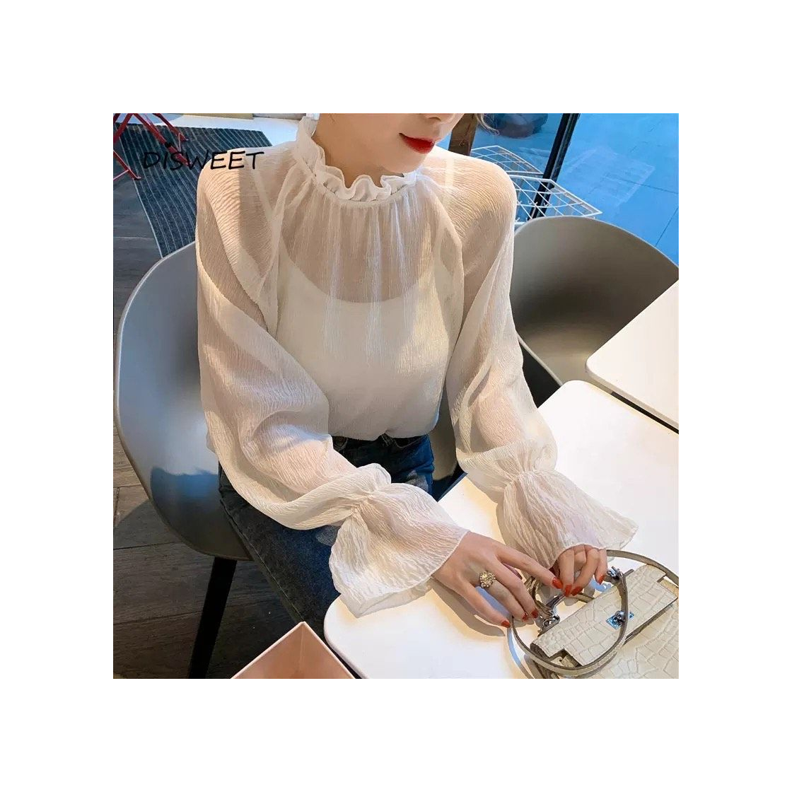 Products Beige Ruffled Blouse