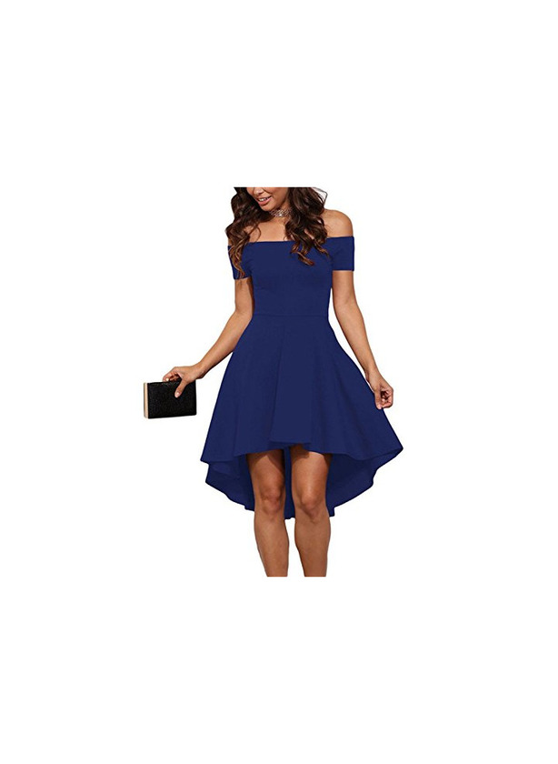 Fashion Yuson Girl Mujer Elegante Vestidos Dobladillo Irregular de Shoulder Off Manga Corta