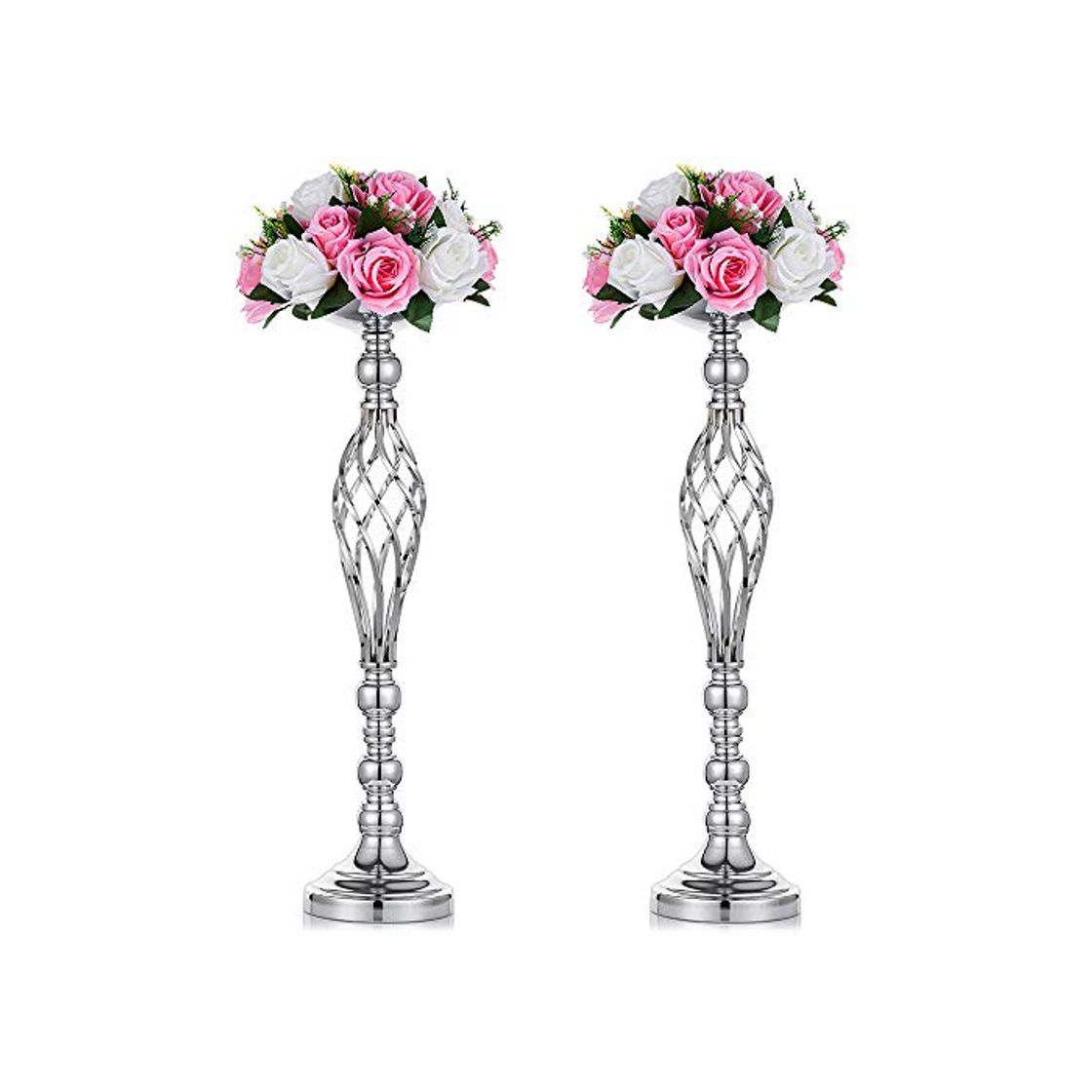 Producto Nuptio Juego De 2 Arreglos Florales De Plata Versátiles Soporte Y Candelabro