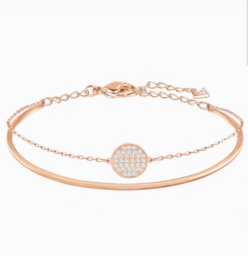 Fashion GINGER BANGLE, WHITE, ROSE-GOLD TONE PLATED (Swarovski) 