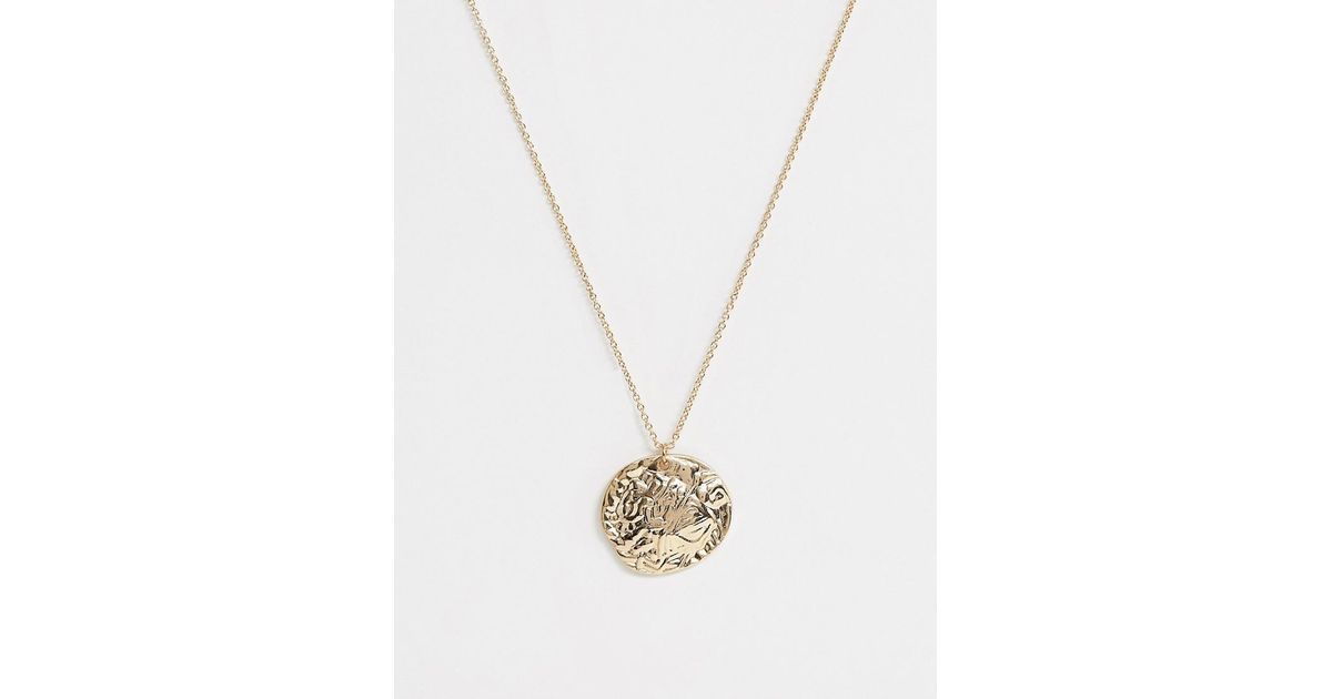 Moda ASOS DESIGN necklace with coin pendant in gold tone