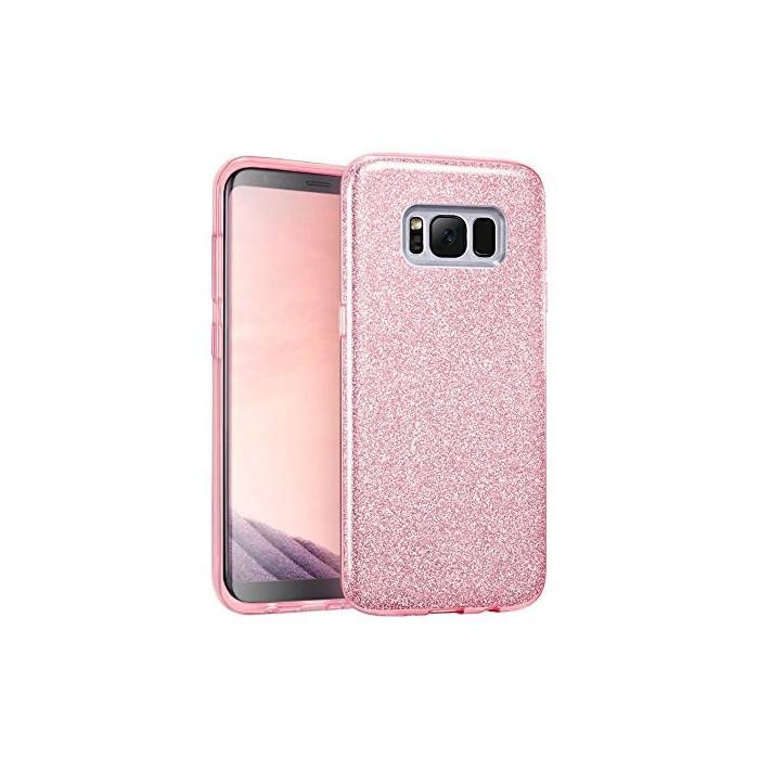 Electronic Coovertify Funda Purpurina Brillante Rosa Samsung S8 Plus, Carcasa Resistente de Gel