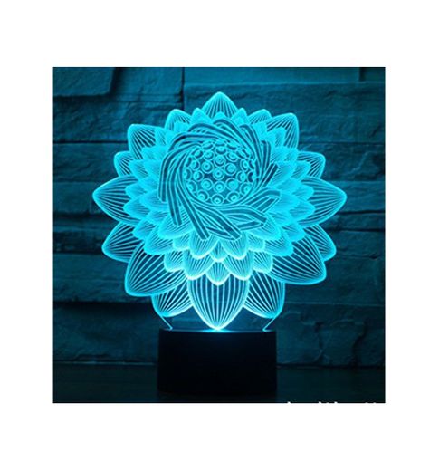 YKMY USB LED Lámpara 3D LED Lotus Model 3D Sensor Night Light Atmosphere Lamp como decoración del Dormitorio Kids Gifts