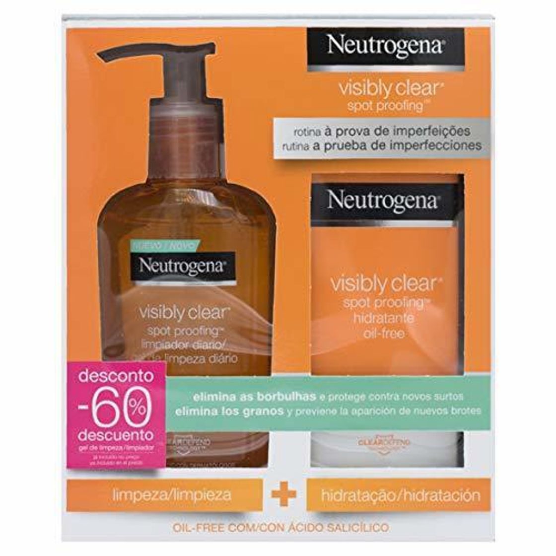 Social Neutrogena Visible Clear Paquete Hidratante con Limpiador Diario y Crema Hidratante