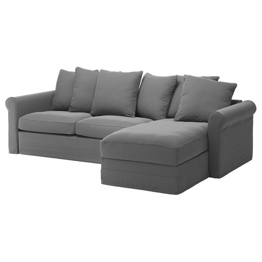 GRÖNLID Sofá-cama 3 lugares - c/chaise longue, Ljungen cinz - IKEA