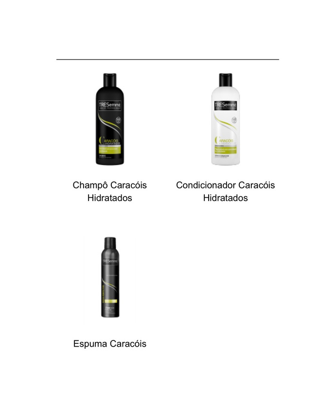 Products Tresemme toda gama caracóis 