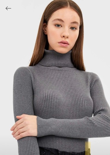 Sweater de gola alta canelada