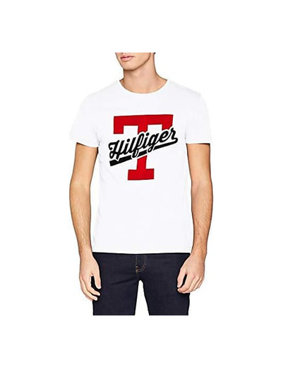 Tommy Hilfiger T-Script Logo tee, Camiseta Hombre, Rojo