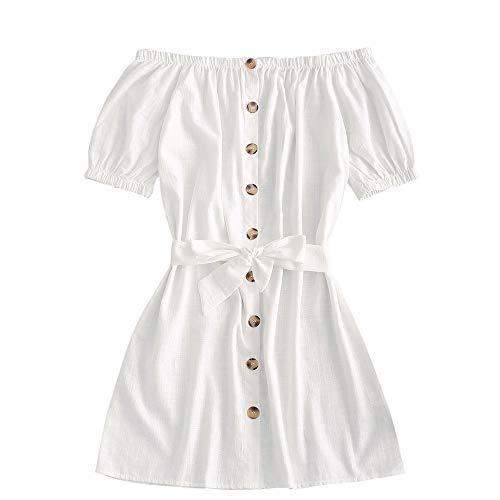 Producto ZAFUL Mini Vestido Fuera del Hombro Barco Escote con cinturón Casual Vestido