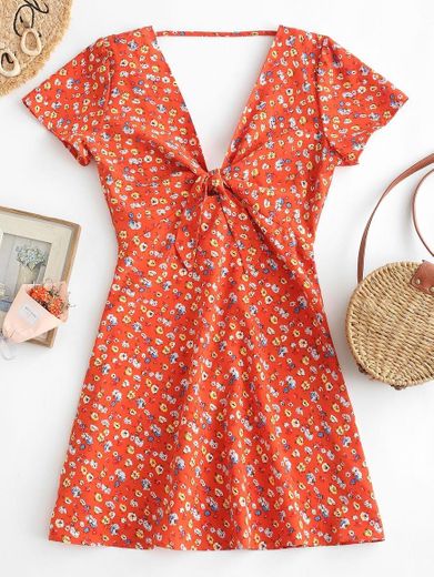 ZAFUL Mini Vestido de Manga Corta para Mujer Vestido de Vacaciones de