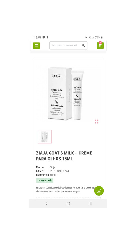 Producto Ziaja creme de olhos