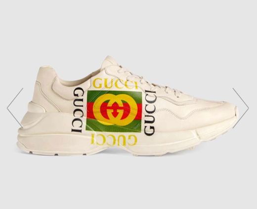 Gucci Men's Rhyton Gucci logo leather sneaker