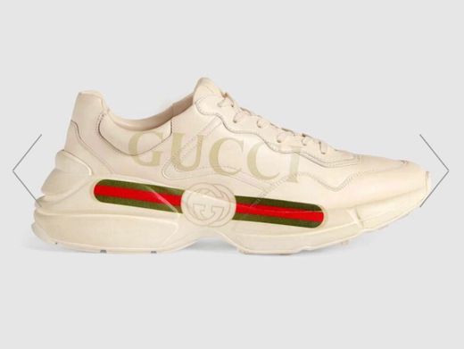 Gucci Men's Rhyton Gucci logo leather sneaker